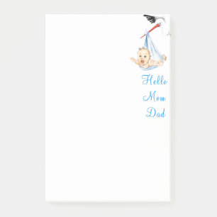 Stork Carrying Baby Funny Sticky Notes