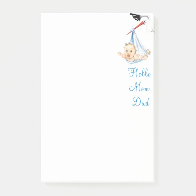 Stork Carrying Baby Funny Sticky Notes (Front)