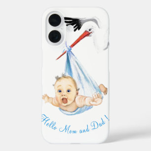 Stork Carrying Baby iPhone Case - Custom Text