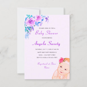 Stork Carrying Baby Modern Shower Invitation