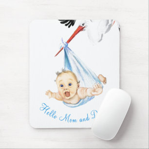 Stork Carrying Baby Mouse Pad