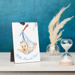 Stork Carrying Baby Plaque Baby Shower Gifts