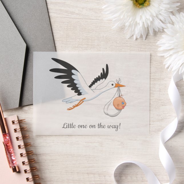 Stork Carrying Baby Shower Insert Vellum Invitations (Wedding)