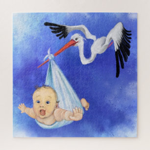 Stork Carrying Baby - Sweet Drawing Fun Jigsaw Puzzle