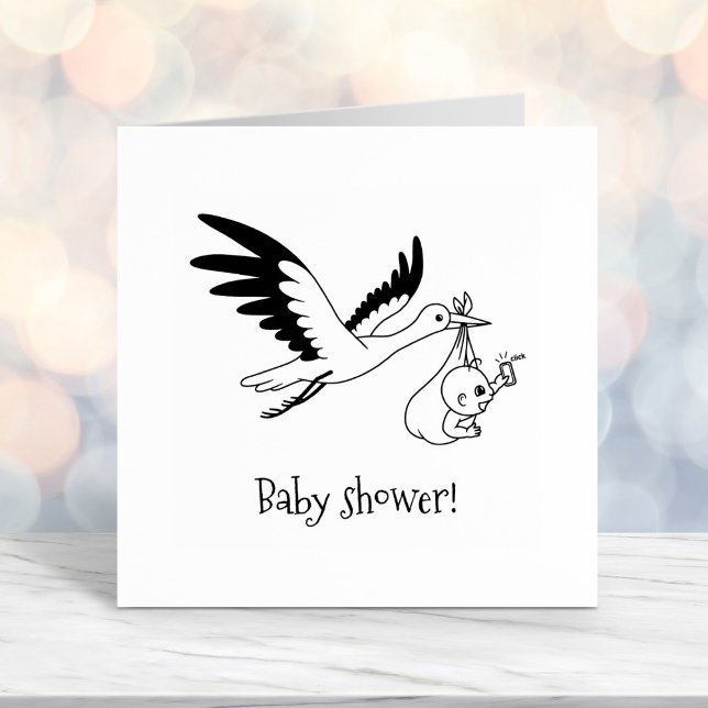 Stork Carrying Bundle Baby Shower Self-inking Stamp (Creator Uploaded)