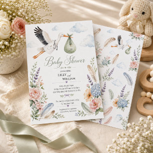 Stork Clouds Baby Shower Invitation IVF Journey