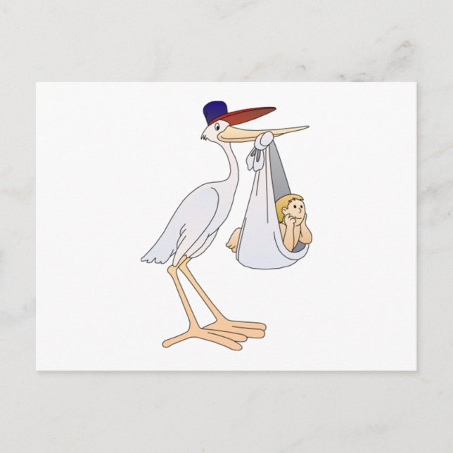 Stork Delivering a Baby Postcard (Front)