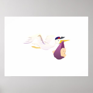 Stork Delivering a Baby Poster