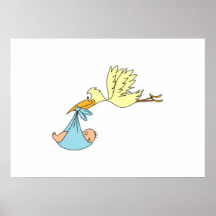 Stork Delivering a Baby Poster