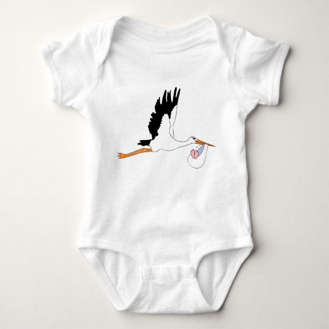 Stork delivering Baby Baby Bodysuit (Front)