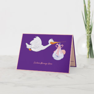 Stork Delivers Girl Baby Shower Announcement Card