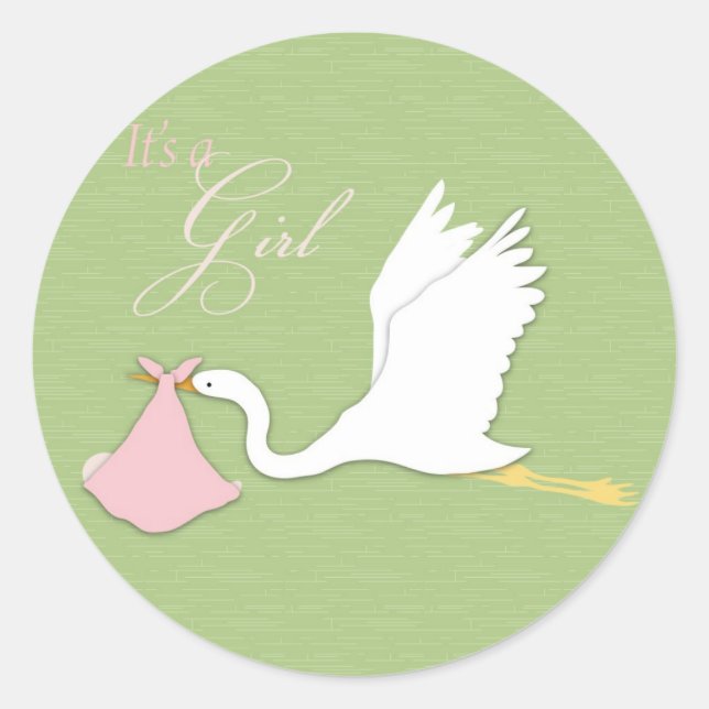 Stork Delivers Girl Sticker (Front)