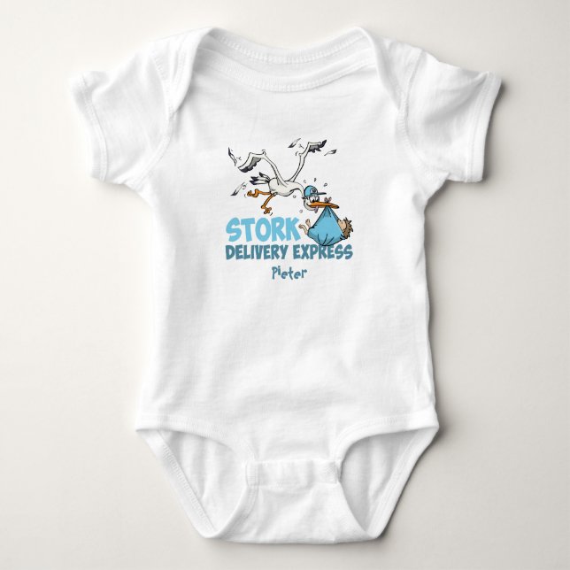 Stork Delivery – Gepersonaliseerde baby romper  Bodysuit (Front)