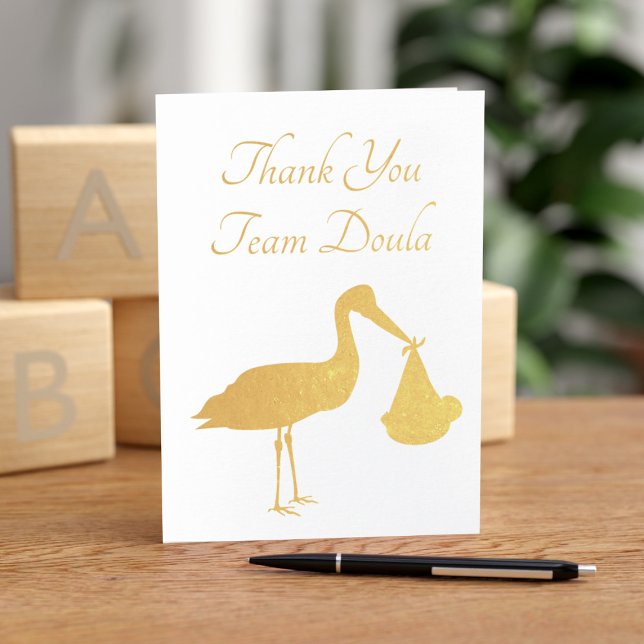 Stork Delivery Nurse Midwife Team Doula Thank You Foil Card (Thank your birthing team with this real foil stork thank you card. Just add your message)