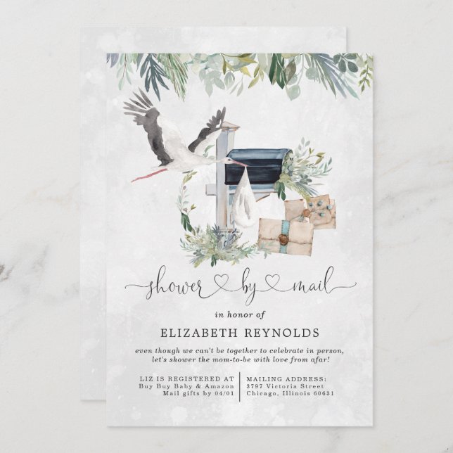 Stork Delivery | Virtual Baby Shower by Mail Invitation (Front/Back)