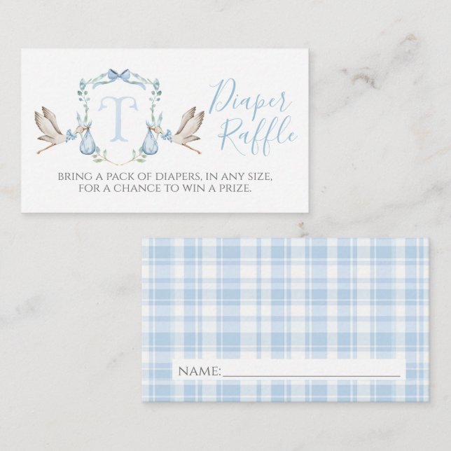 Stork Diaper Raffle Enclosure Card (Front/Back)