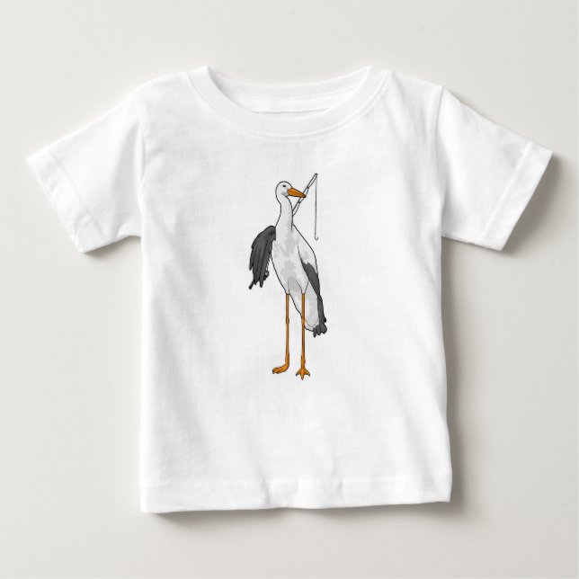 Stork Fishing Fisher Fishing rod Baby T-Shirt (Front)