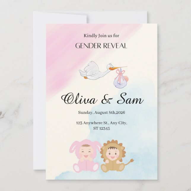Stork Gender Reveal Invitation (Front)