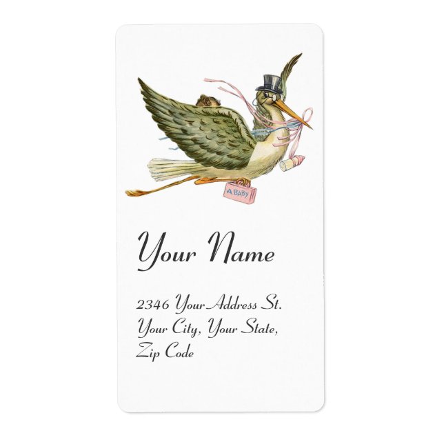 STORK GIRL BABY SHOWER , Pink White (Front)