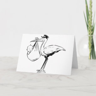 Stork Holding A Baby Greeting Cards