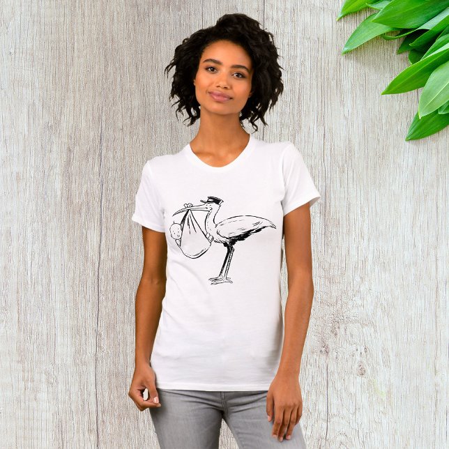 Stork Holding A Baby Womens T-Shirt (Creator Uploaded)