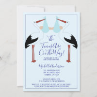 Stork Holding Blue Baby Bundles Baby Shower