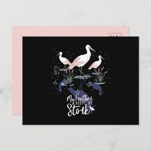 Stork Humour: 'My Feather Keeps Me Stork' Holiday Postcard