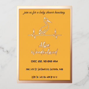Stork in Modern Gold and Sunray Baby Shower