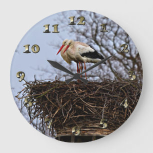 Stork in Nest Large Clock