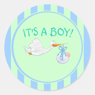 Stork It's A Boy Classic Round Sticker