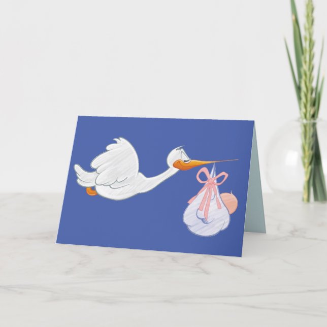 STORK NEW BABY CONGRATULATIONS GREETING CARD (Front)