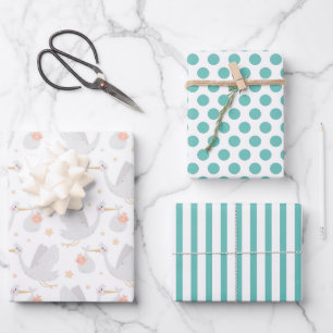 Stork New Baby Wrapping Paper Set of 3