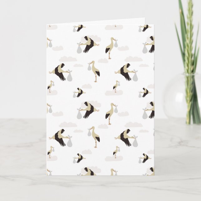 Stork Newborn Baby Boy Girl Pattern Card (Front)