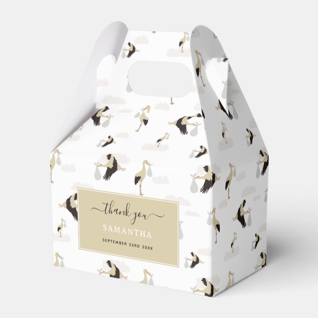 Stork Newborn Baby Boy Girl Pattern Favour Box (Front Side)