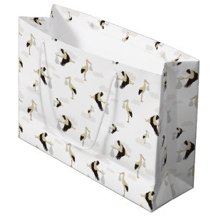 Stork Newborn Baby Boy Girl Pattern Large Gift Bag