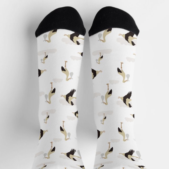 Stork Newborn Baby Boy Girl Pattern Socks (Top)