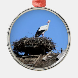 Stork on nest metal tree decoration
