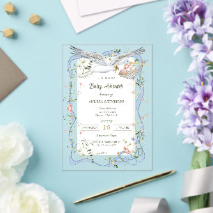 Stork Ribbon and Bow Baby Shower  Acrylic Invitations