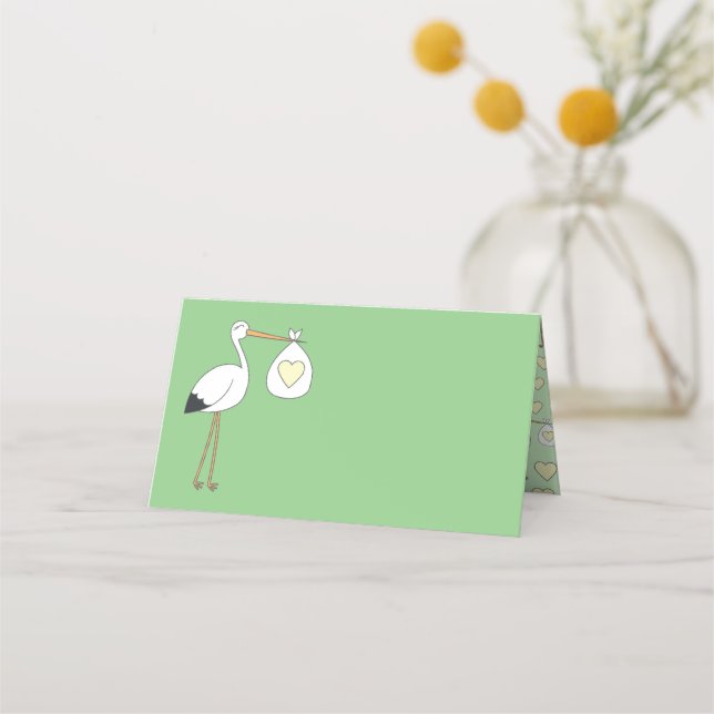 Stork Spring Baby Shower  Place Card (Front)
