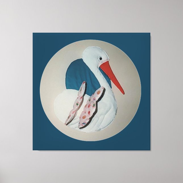 Stork Storks Baby's Room Fabric Art Canvas Print (Front)