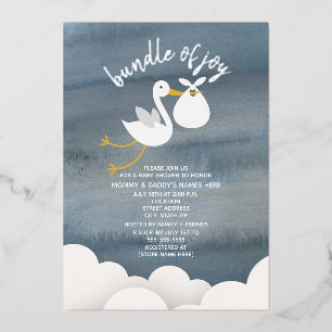 Stork White Bundle Of Joy Stars Baby Shower