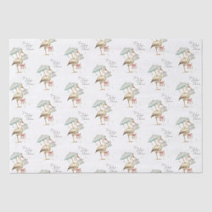 Stork Wildflower Ribbon Baby Shower Tissue Paper