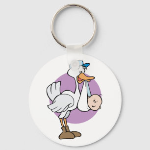 Stork With Baby Key Ring