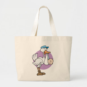 Stork With Baby Large Tote Bag