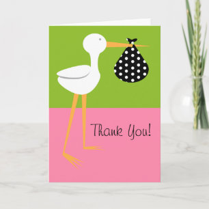 Stork With Polka Dot Bundle Baby Shower Thank You