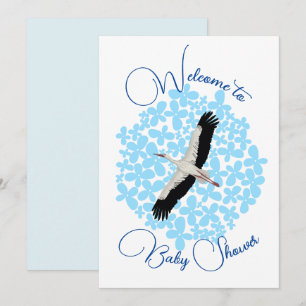 Storks and wild flowers Welcome to Baby Shower Invitation