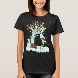 Storks Bird Xmas Tree Lighting Santa Hat Storks Ch T-Shirt