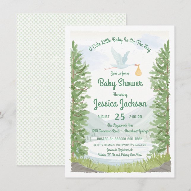Stork's Journey Baby Shower Invitation (Front/Back)