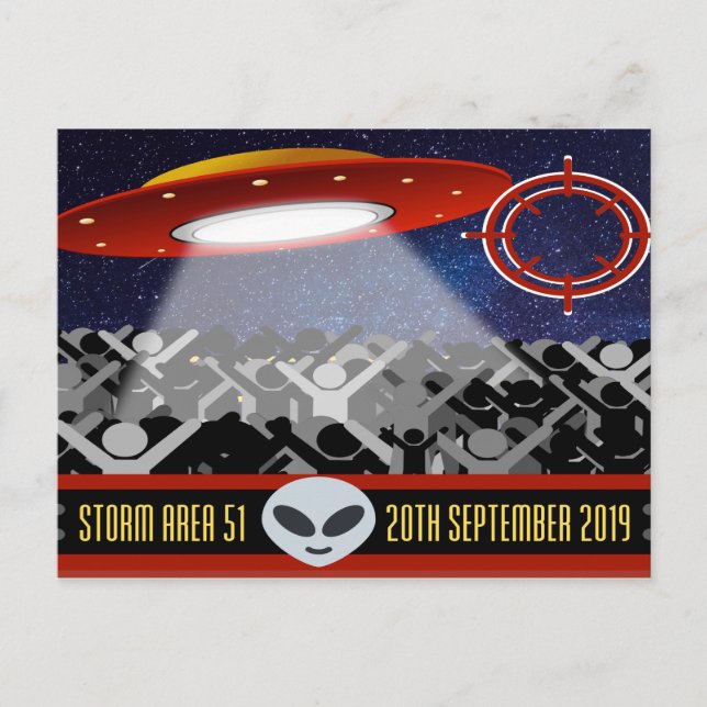 Storm Area 51 popular meme humour postcard (Front)