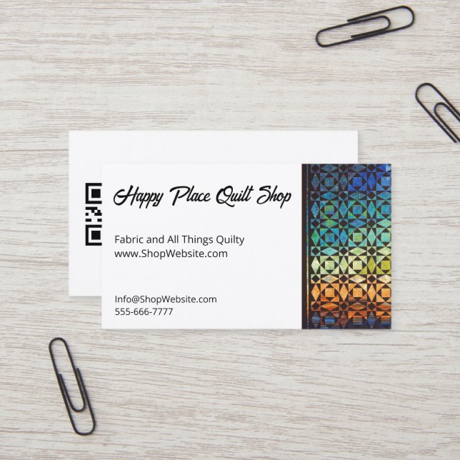 Storm at Sea Quilt Fully Customisable Biz Cards (Front/Back In Situ)